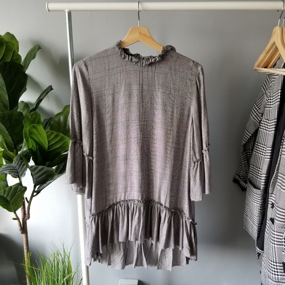 Zara Tops - CLOSING! Zara Plaid Ruffle Top size XS